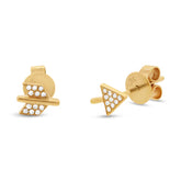 0.05ct 14k Yellow Gold Diamond Arrow Stud Earring